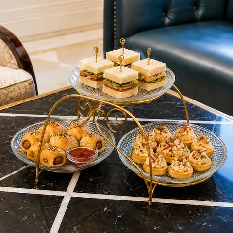 3-Tier Golden Glass Serving Stand