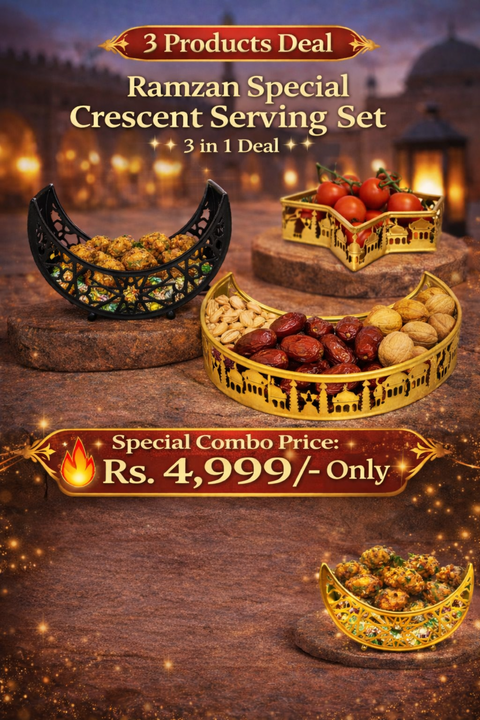 Ramzan Special Crescent Serving Set – 3 in 1 Decorative Iftar Combo