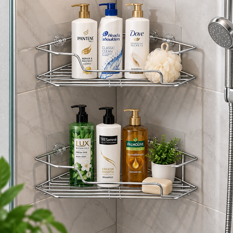 Chrome Wall Mounted Bathroom Rack | Shower Caddy & Storage Organizer