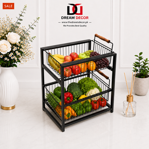 Metal Fruit & Vegetable Storage Basket Rack