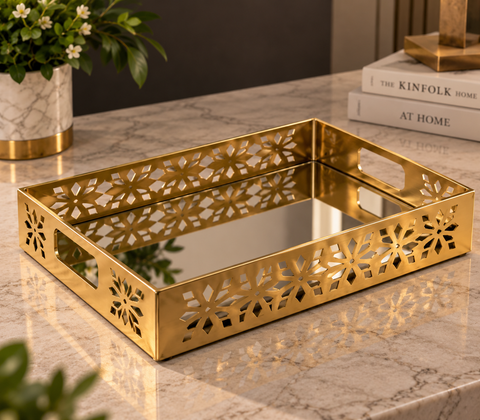 CNC Golden Mirrored Serving Tray