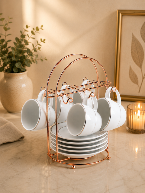 Luxury Metal Cup & Saucer Organizer Stand