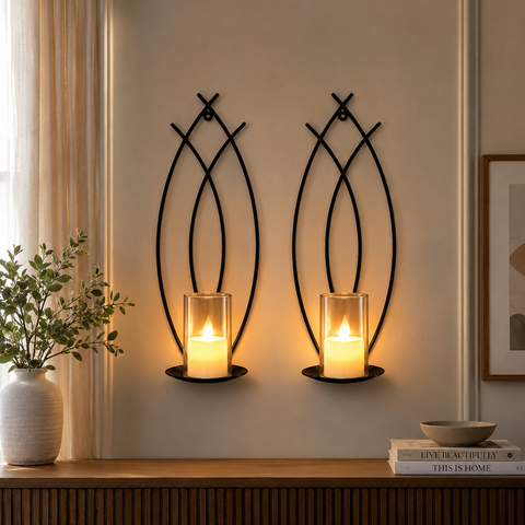 Modern Black Metal Wall Candle Holder – Elegant Decorative Sconce