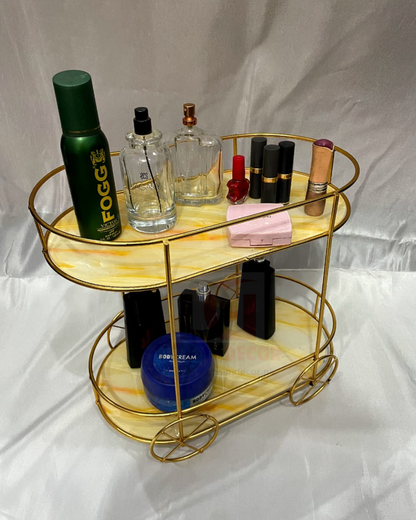 2tier trolly shaped Cosmetic Or Serving rack