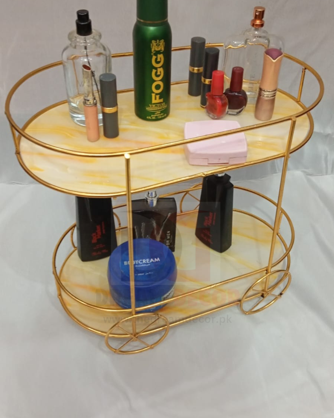 2tier trolly shaped Cosmetic Or Serving rack