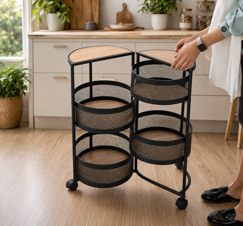 Modern 4-Tier Rolling Storage Trolley