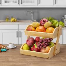 Wooden Fruit Basket & Countertop Storage Rack