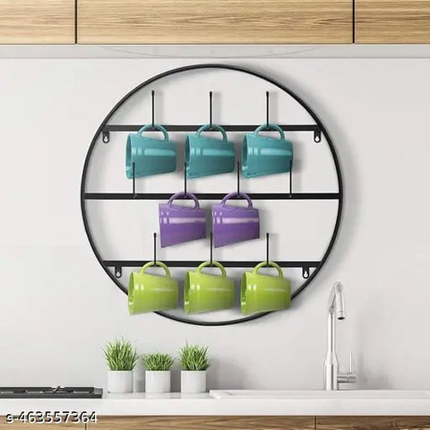 Wall Mounted cup Holder Rack with 10 Hooks