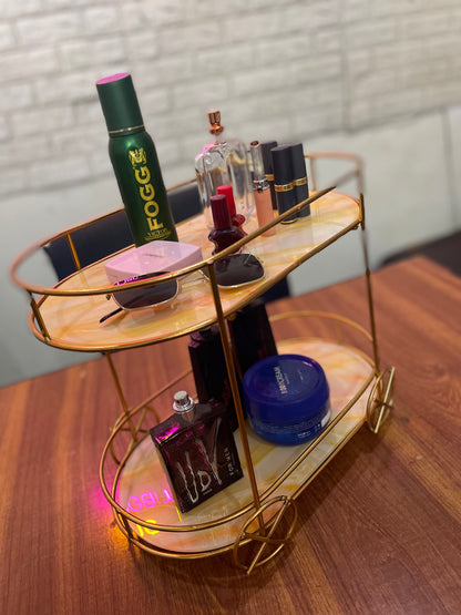 2tier trolly shaped Cosmetic Or Serving rack