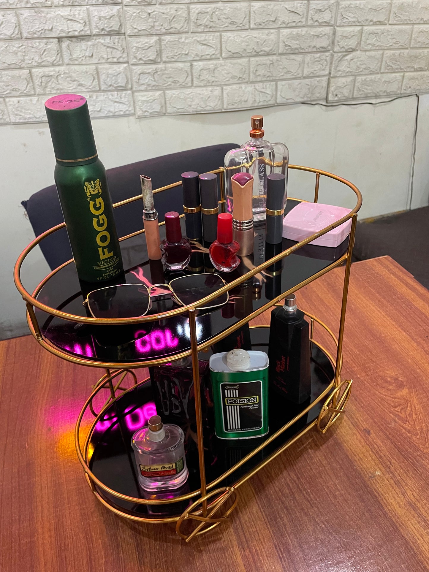 2tier trolly shaped Cosmetic Or Serving rack