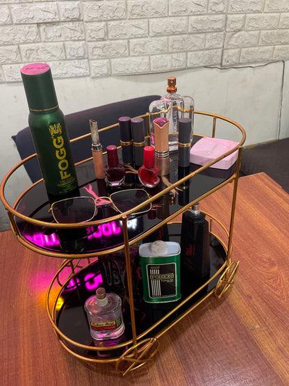 2tier trolly shaped Cosmetic Or Serving rack