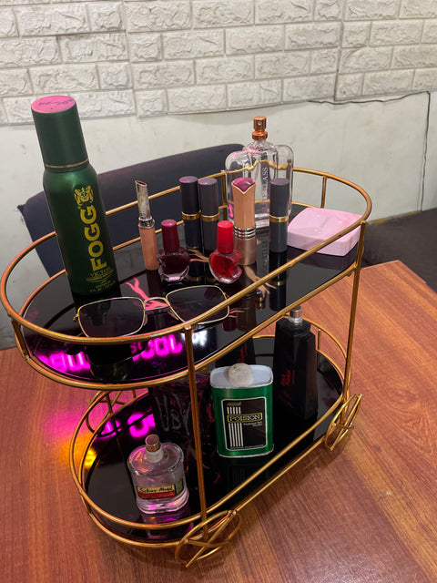 2tier trolly shaped Cosmetic Or Serving rack