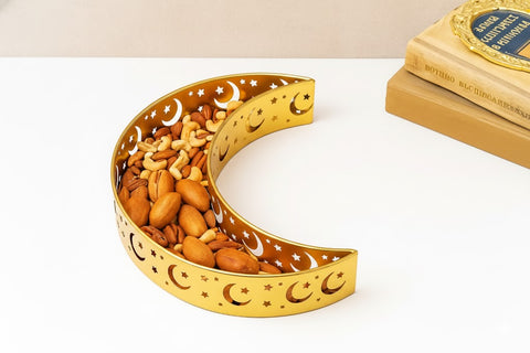 Golden Crescent & Star Decorative Serving Tray