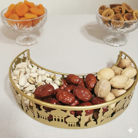 Golden Crescent & Star Decorative Serving Tray
