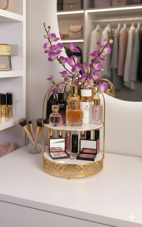 Makeup Organizer, Metal Bird Cage Shaped