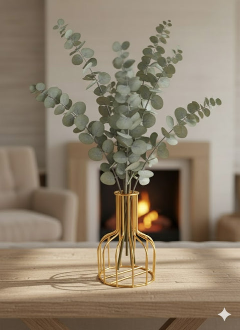 Elegant Metal Flower Vase with Clear Tube