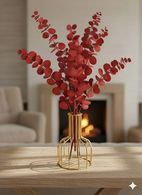 Elegant Metal Flower Vase with Clear Tube