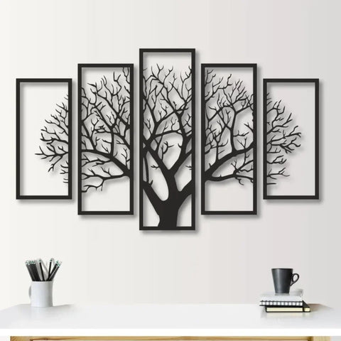 5-Panel Metal Tree Wall Art